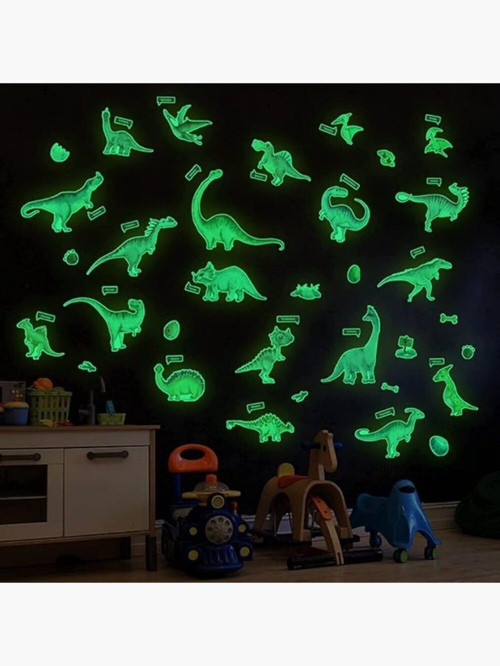 Large Glow in Dark Dinosaur Wall Decals, Removable Nursery Decor